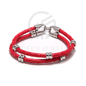 สร้อยข้อมือหนังสำหรับผู้ชาย,กำไลข้อมือหนังงูหลามแท้ตะขอสแตนเลส316l ชั้นสูง - Product Image 5