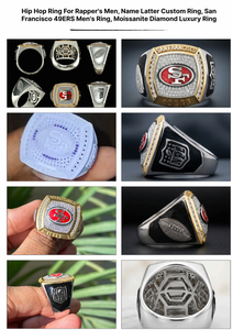 Custom Letter Hip Hop Moissanite <b>Ring</b> San Francisco 49ers Inspired 925 Sterling <b>Silver</b> Luxury Statement Jewelry - Product Image 5