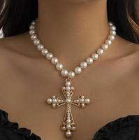 Collier empilé multicouche tendance style punk européen et américain, avec micro-incrustations de perles d'imitation exagérées