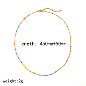 Collar <span class=keywords><strong>de</strong></span> Cuentas <span class=keywords><strong>de</strong></span> Acero Inoxidable con Esmalte Arcoíris Bohemia, Chapado en <span class=keywords><strong>Oro</strong></span>, Joyería <span class=keywords><strong>de</strong></span> Moda al por Mayor, No se Deslustra, para Mujer - Product Image 5
