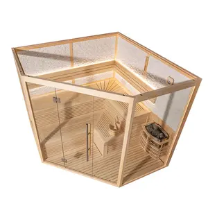 Hydrorelax Luxury Traditional Infrared Wooden Sauna Steam 3-5 Person Indoor Steam Dry Steam Wood Sauna Outdoor