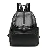 กระเป๋าเป้หนัง PU สำหรับผู้หญิง,กระเป๋าเป้ลำลองสีดำมัลติฟังก์ชัน
