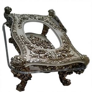 Mesa Auxiliar Redonda de Madera Dorada Antigua de Diseño Tradicional Hecha a Mano, Mueble Decorativo para Sala de Estar - Product Image 1