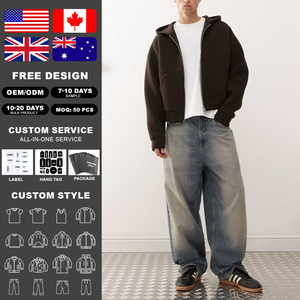 Sweat à capuche zippé 2 voies pour homme KingSen OEM, logo brodé, en molleton bouclette 100% coton, impression numérique - Product Image 2