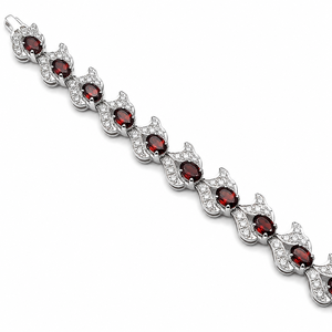 925 Sterling Silver Rhodium Plated Garnet and Cubic Zirconia Designer <b>Bracelet</b> - Product Image 3