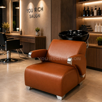 Fauteuil de lavage en cuir haut de gamme, lit de lavage ergonomique, station de lavage de cheveux durable pour salon de coiffure professionnel, barbier, spa