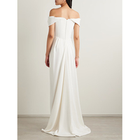 Robe en satin haut de gamme simple à épaules dénudées à manches courtes fente haute cravate au dos col carré décontracté longueur au sol pour l'été XL