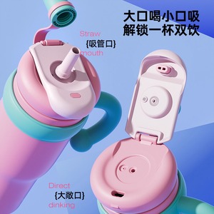 กระติกน้ำเก็บความร้อนสีสันสดใสพร้อมหูจับและฝาปิดแบบหลอดดูด ลายการ์ตูนชิคูทอม สำหรับเด็ก ไปโรงเรียน และเดินทาง - Product Image 4