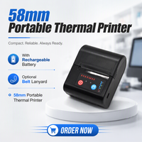 Imprimantes thermiques de reçus à code-barres de 58 mm, imprimantes d'étiquettes mini portables sans fil Bluetooth avec batterie rechargeable
