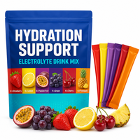 Sachets de poudre d'électrolytes sans sucre pour adultes, hydratation rapide, végétaliens, pour le soutien énergétique