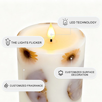 Bougie pilier LED décorative à fleurs séchées incrustées, sans flamme, scintillante, pour la maison, les mariages, la décoration de table, parfumée en option