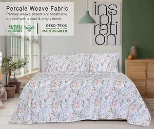 100% Cotton <strong>Sheets</strong> Queen Size Set 4 Pieces Soft Breathable <strong>Percale</strong> Weave Bedding Deep Pocket 16"Durable Perfect Floral Bed <strong>Sheet</strong> - Product Image 5