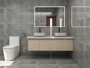 Meuble-lavabo mural moderne avec miroir et lavabo en céramique pour usage hôtelier - Product Image 5