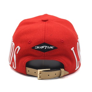 Gorras de camionero de perfil alto personalizadas al por mayor, gorra de camionero de lana roja, gorra de béisbol bordada de 5 paneles - Product Image 6
