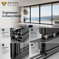 Porte coulissante de patio extérieure en aluminium avec cadre à rupture de pont thermique et joint d'étanchéité pour entrée de maison en climat côtier (USA)