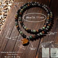 Collier tendance pour femme avec pendentif cœur en perles, chaîne de pull, bijou perlé en turquoise africaine naturelle de 8 mm, cadeau idéal pour les fêtes