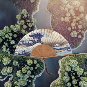 Abanico Japonés de Bambú de Lujo de 33 cm, Tallado con el Diseño de la Gran Ola de Kanagawa, en Caja, Estilo Ecológico para Manualidades y Recuerdos - Product Image 2