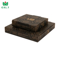 Boîte à pizza portable en kraft écologique et robuste avec impression personnalisée noire quadricolore, boîte à emporter jetable