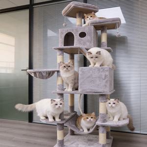 <span class=keywords><strong>Arbre</strong></span> <span class=keywords><strong>à</strong></span> <span class=keywords><strong>chat</strong></span> d'intérieur multi-niveaux en peluche de 81,1 pouces avec hamac pour chats adultes de grande taille - Product Image 5