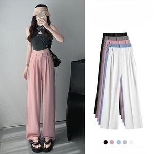 <span class=keywords><strong>Pantalons</strong></span> de costume droits pour femmes en gros, style coréen, <span class=keywords><strong>taille</strong></span> <span class=keywords><strong>haute</strong></span>, amples, fins, à neuf points, décontractés, <span class=keywords><strong>pantalons</strong></span> pour femmes - Product Image 1