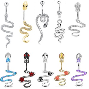 <span class=keywords><strong>Gaby</strong></span> nuevo diseño Sexy serpiente doble montaje vientre anillo de acero inoxidable al por mayor Piercing joyería - Product Image 1