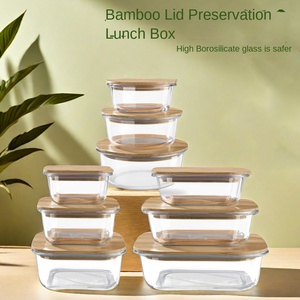Boîte à lunch en verre borosilicate OEM ODM, résistante aux hautes températures, récipient alimentaire rectangulaire, vente en gros directe d'usine - Product Image 2