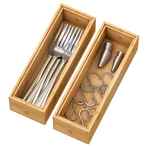 Stackable Silverware Utensil Organizer Cutlery Holder Trays Decorative Small Wooden Tray For Office Desk, Makeup, Jewelry