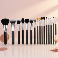 Ensemble de pinceaux de maquillage professionnels de luxe, manche en bois noir, poils doux, pinceaux cosmétiques, étiquette privée, OEM, ODM, vente en gros
