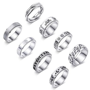Classic Men Women Rotatable <strong>Spin</strong> Fidget Anxiety Finger <strong>Rings</strong> Silver Tungsten Stainless Steel Spinner <strong>Rings</strong> - Product Image 1