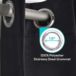 Cozlo DB 2 panneaux rideaux de fenêtre occultants pour chambre rideaux isolants thermiques à œillets en couleur noire cantonnières assombrissantes - Product Image 2