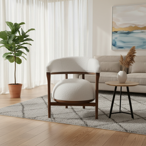 Modern Wooden Lounge <b>Chair</b> for Home, Office, and Living Room with Durable Round Padded Seat and Curved <b>Back</b> for Dining - Product Image 3
