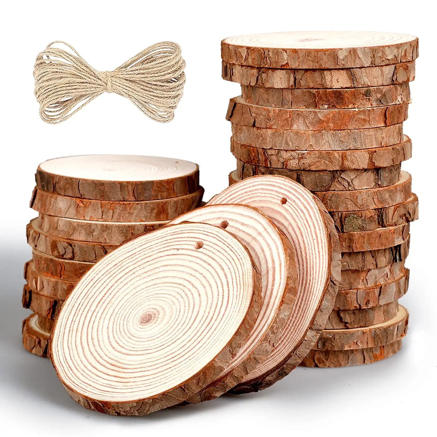 Custom Natural Birch Wood Eco-Friendly Decorative Rustic Natural Unfinished Round Wood Slices For DIY Crafts