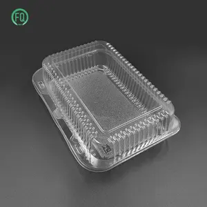 PET Plastic Rectangular Shape Plastic Food Hinged Containers With 230*160*70Mm