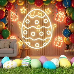 Panneau néon personnalisé Joyeuses Pâques pour le dropshipping, décoration murale de festival, signalétique acrylique personnalisée, haute luminosité, économie d'énergie - Product Image 1