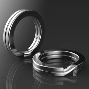 Connecteur à anneau <span class=keywords><strong>fendu</strong></span> en acier inoxydable argenté, double tour, accessoires de pêche pour la pêche au <span class=keywords><strong>flotteur</strong></span> en rivière et en lac - Product Image 1