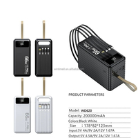 Super gran capacidad 200000mAh banco de energía al aire libre Camping luz Led pantalla 66W carga rápida bancos de energía incorporados 4 cables