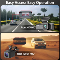 Caméra de tableau de bord double 4K+1080P avec GPS et Wi-Fi |   Enregistrement avant et arrière |   Vision nocturne