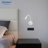 Lampe murale LED rotative USB Type-C pour chambre et hôtel, construction en aluminium, lampe de lecture