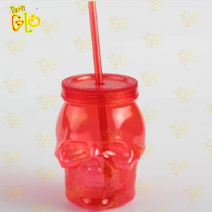 ขวดแก้วแก้วรูปหัวกะโหลกพร้อมฝาปิดโหลพลาสติกทรงกะโหลกสำหรับฮาโลวีนโหลโหลขนาด17ออนซ์ - Product Image 5