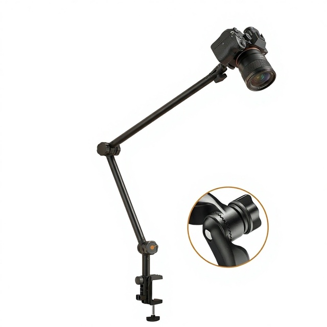 Foldable Aluminum Alloy Desktop Camera Bracket Adjustable Articulating Arm Photography Video 360 Rotatable Camera Stand 1/4"