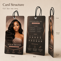 Étiquettes suspendues personnalisées, étiquettes en carton épais entièrement imprimées pour perruques et extensions de cheveux, emballage de marque privée