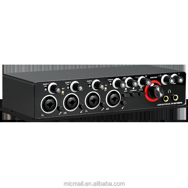Small External 4-channel Professional Sound Card Computer Driver Free Sound Card for Mobile Live Streaming Recording Karaoke
