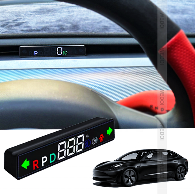 For Tesla Model 3 Y TV LCD Head up Display Speedometer Gear Power Turn Door Status Display Odometer Electronics Car Accessories