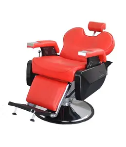 Pompa Hidrolik Peralatan Salon Pria Salon Kecantikan Kursi Tukang Cukur Merah Kulit Logam Rambut Barber Furniture