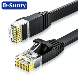 สายเคเบิลอีเธอร์เน็ต Cat6 ความเร็วสูง แบบแบน 32AWG BC Conductor สำหรับเครือข่ายแลน UTP RJ45 8P8C สายแพทช์คอร์ด สีดำ - Product Image 4