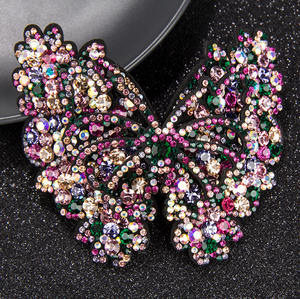 Épingles à cheveux en cristal pour femmes, Barrettes tendance en <span class=keywords><strong>strass</strong></span>, grand papillon, HX-129 - Product Image 5