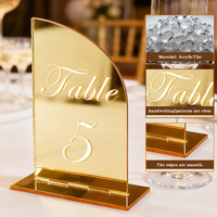 Décoration de plaque de table en acrylique pour fête, banquet, mariage, numéro d'arche doré effet miroir