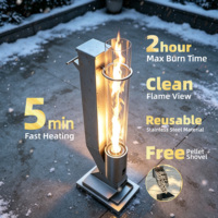 Chauffe-terrasse portable de luxe en acier inoxydable à granulés de bois avec flamme puissante, construction durable, chauffage efficace et montage facile