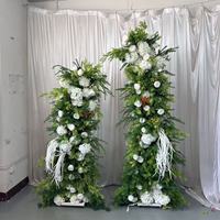 IFG Décoration de mariage en gros, arche de fleurs artificielles en soie verte de 7 pieds + 6 pieds, toile de fond pour la décoration d'événements de mariage