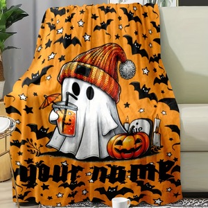 <b>Halloween</b> Ghost Pumpkin Spider Flannel <b>Blanket</b> Throw <b>Blanket</b> Nap <b>Blanket</b> Spooky <b>Halloween</b> Decor Lightweight Breathable Wholesale - Product Image 2
